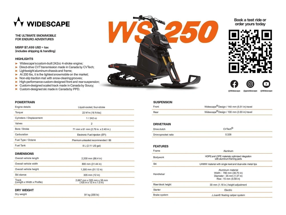 2024 Arctic Cat Widescape 250 Us Black | 🌟 Alternative Moderne Au Snow Hawk 🌟 | alt