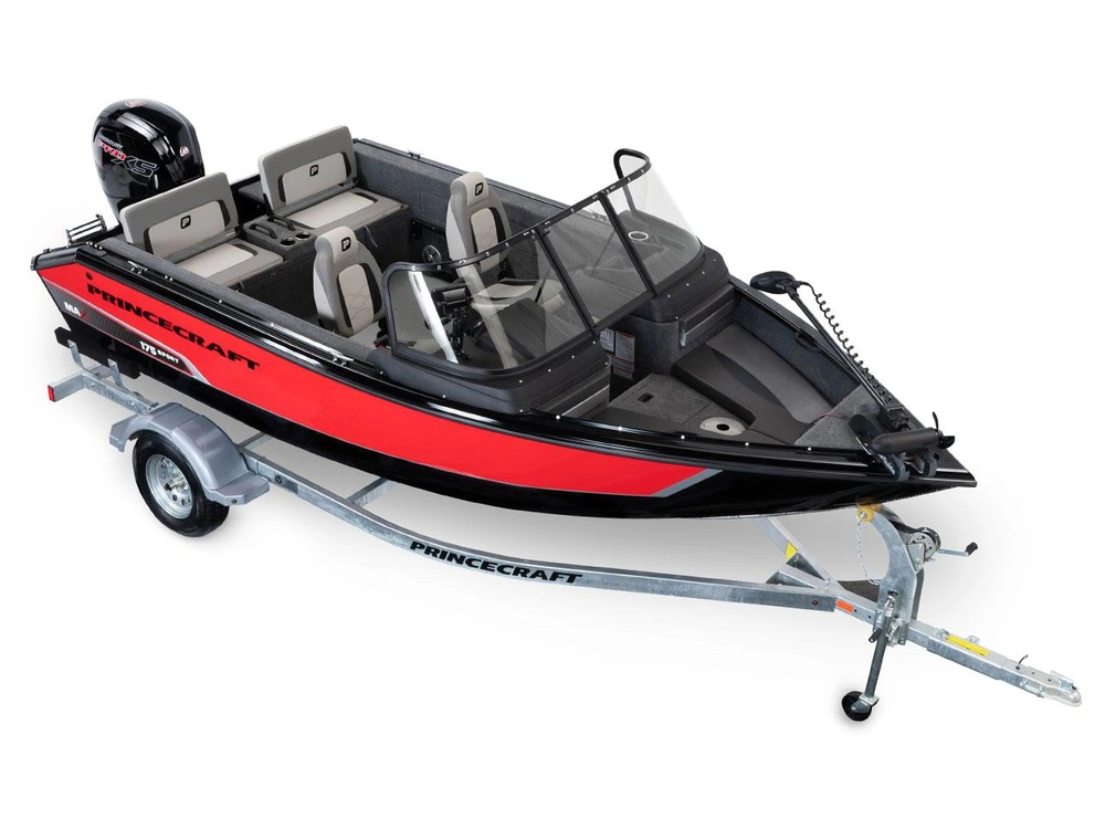 2026 Princecraft Sport 175 Max Black- Octane Red Stripe alt