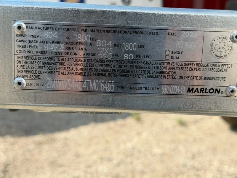 2026 Marlon Galvanized Watercraft Trailer alt