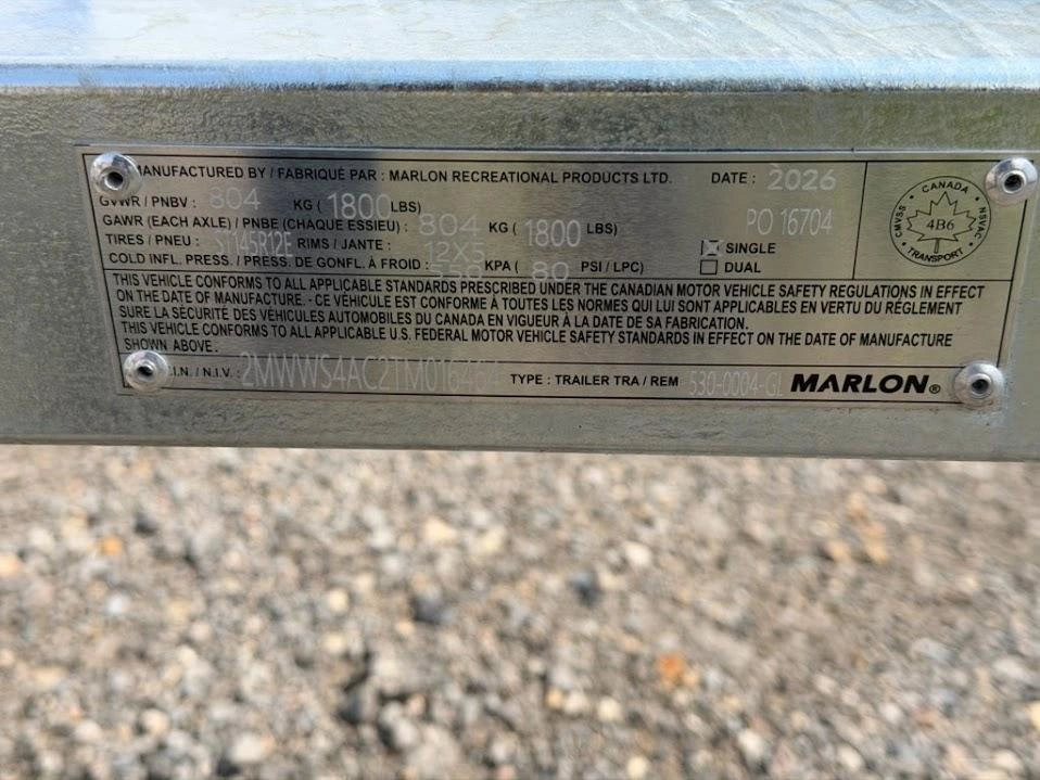 2026 Marlon Galvanized Watercraft Trailer alt