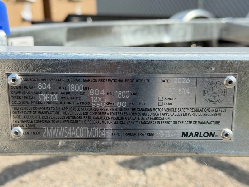 2026 Marlon Galvanized Watercraft Trailer alt