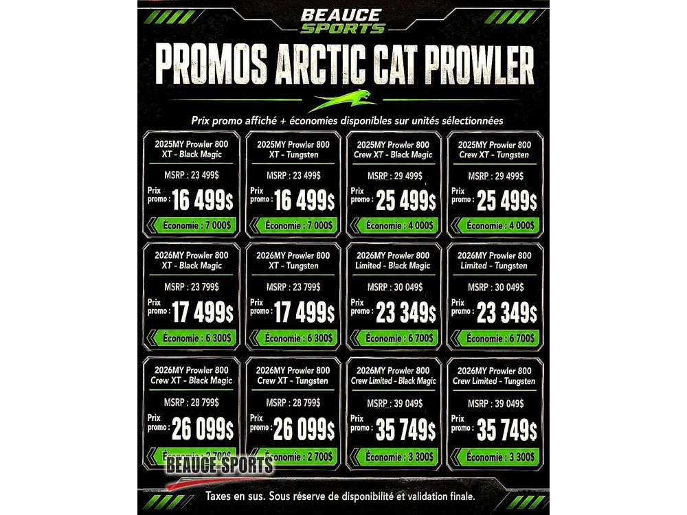 Arctic Cat Prowler 800 Limited Tungsten 🎯 Utv Cabine Chauffé Garmin Winch Pare Brise Ouvrant Defender Ranger Full Équip 🟢 2026 alt