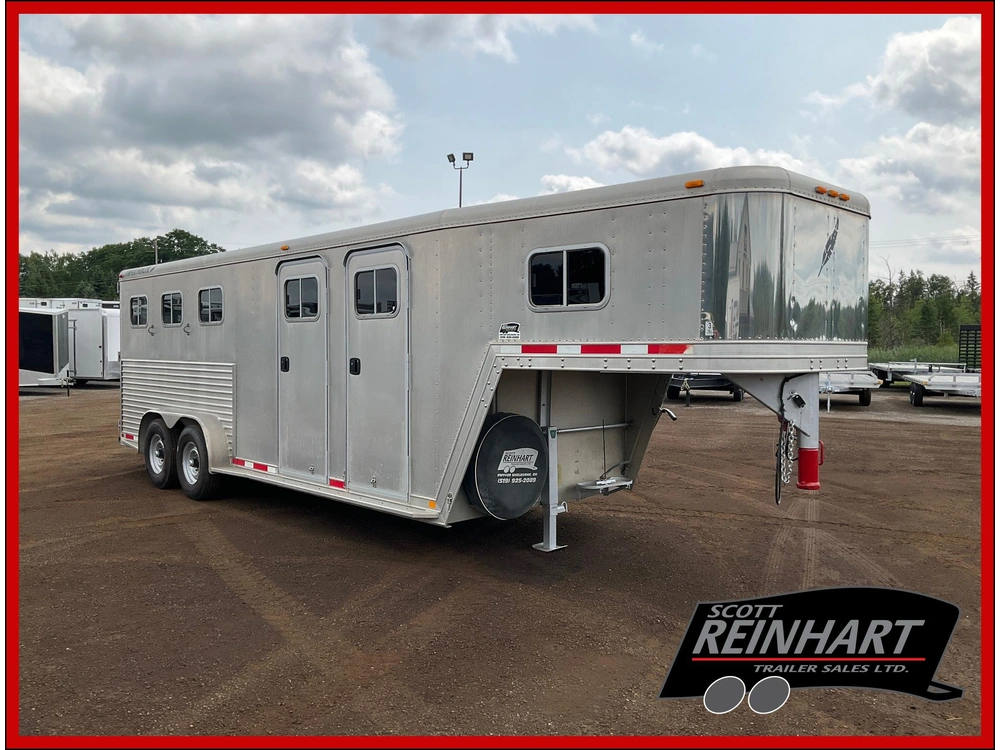 1997 Featherlite Model 8548 3 Horse Slant All Aluminum Gooseneck Horse Trailer alt