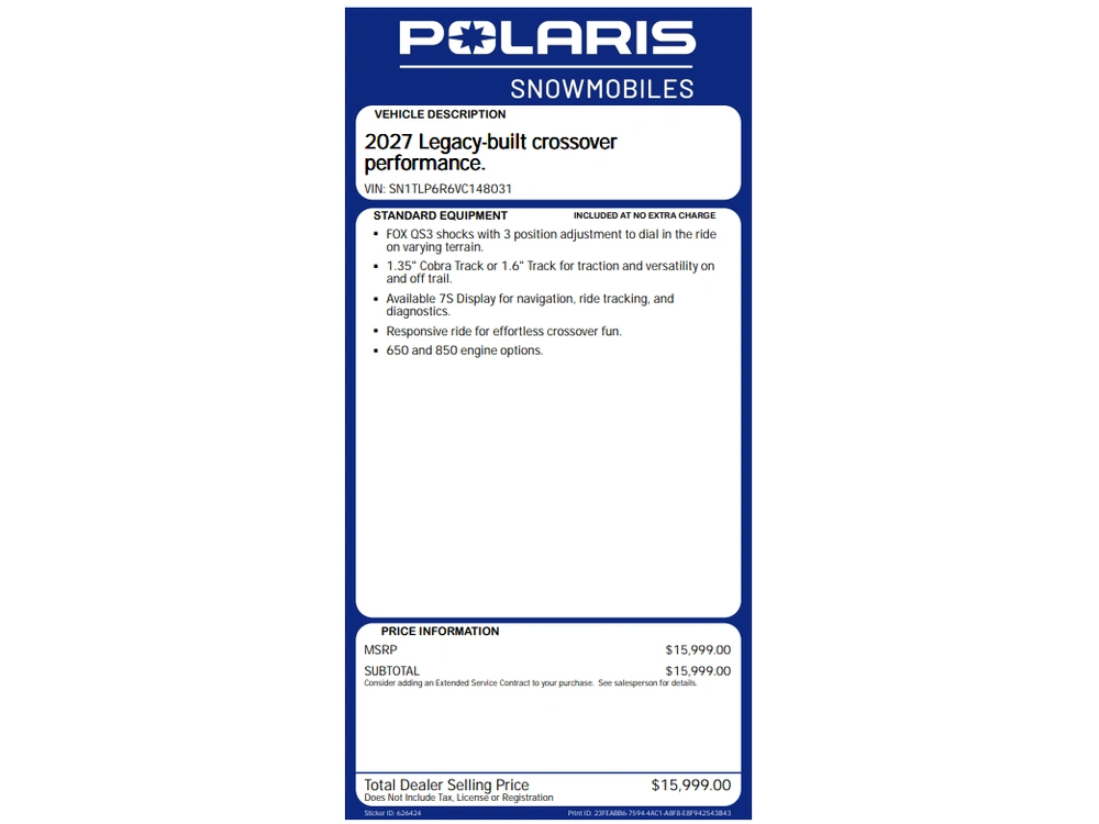 2027 Polaris 650 Switchback Xc 146 alt