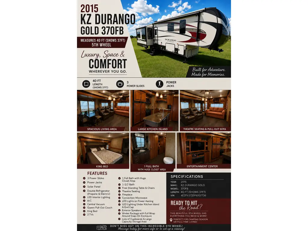 2015 Other KZ DURANGO 370FB