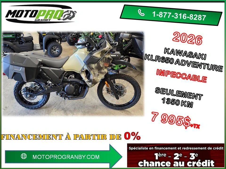Kawasaki Klr650 Adventure Klr 650 Klr650 Aventure Tout Équipé Semi-route 2026 alt
