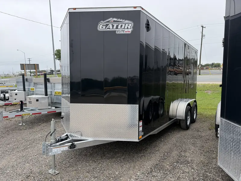 Gator ELITE ENCLOSED TRAILER,7X16,V-NOSE,REAR RAMP,BLACK 2026