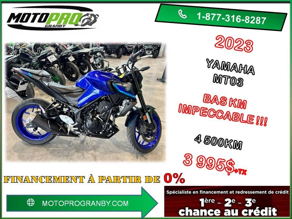 2023 Yamaha Mt-03 Mt03 Mt 03 Moins De 399cc Impeccable alt