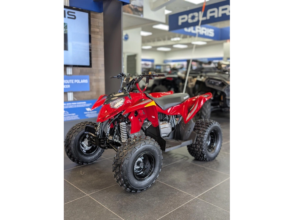 2027 Polaris Outlaw 110 Indy Red 🎯 Vtt Enfant Débutant Sécuritaire Apprentissage Drx90 Kfx90 Contrôle Parent 🟢 alt