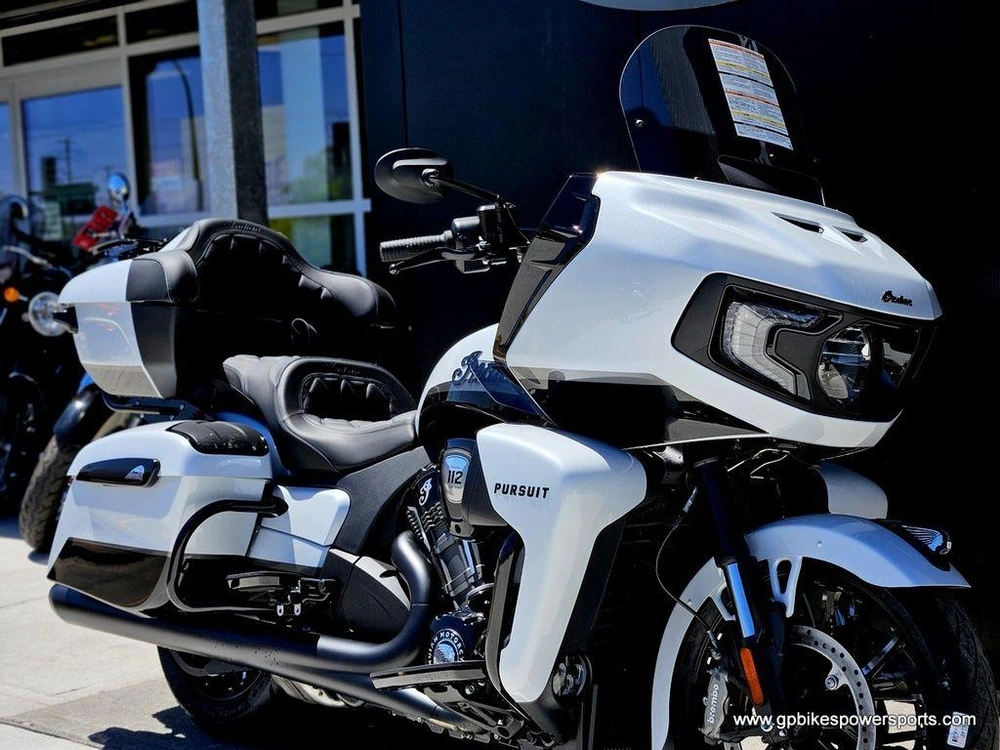 2026 Indian Motorcycle Pursuit® Dark Horse® 112 W/ Powerband Audio Ghost White Metallic With Black