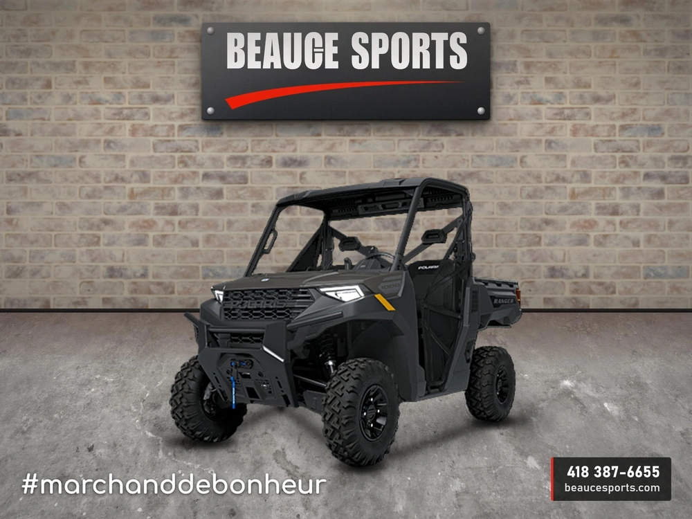 2027 Polaris Ranger 1000 Premium - Granite Gray Utv Travail Full-size Benne Remorquage Puissant Utilitaire Ferme Propriété Chantier Chasse Bois Transport 3 Places Haut De Gamme Defender Pioneer Mule Kubota alt