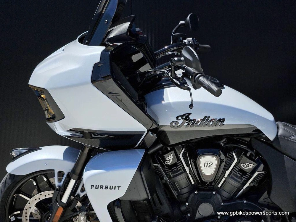2026 Indian Motorcycle Pursuit® Dark Horse® 112 W/ Powerband Audio Ghost White Metallic With Black