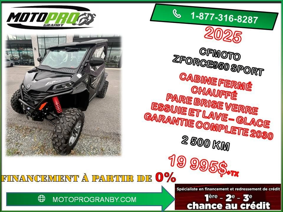 Cfmoto Zforce 950 Sport Zforce950 1000 Sport Gen2 Cabine Fermé Chauffé 2025 alt