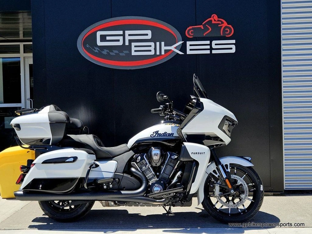 2026 Indian Motorcycle Pursuit® Dark Horse® 112 W/ Powerband Audio Ghost White Metallic With Black