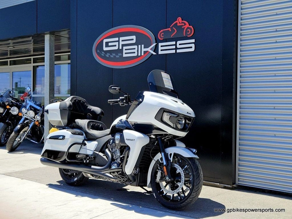 2026 Indian Motorcycle Pursuit® Dark Horse® 112 W/ Powerband Audio Ghost White Metallic With Black