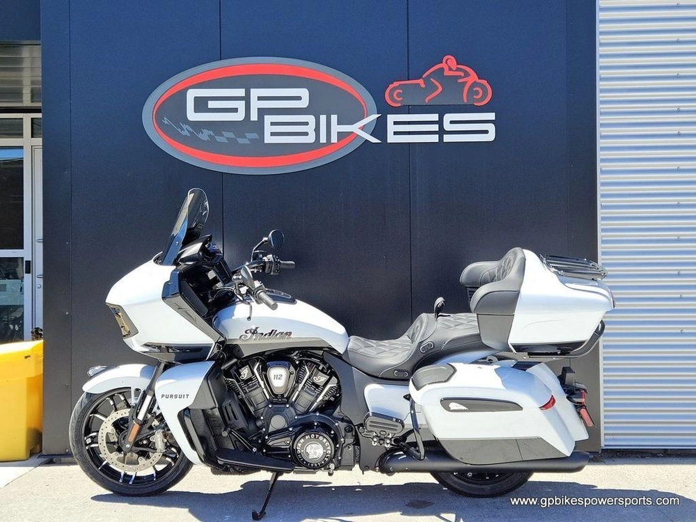 2026 Indian Motorcycle Pursuit® Dark Horse® 112 W/ Powerband Audio Ghost White Metallic With Black