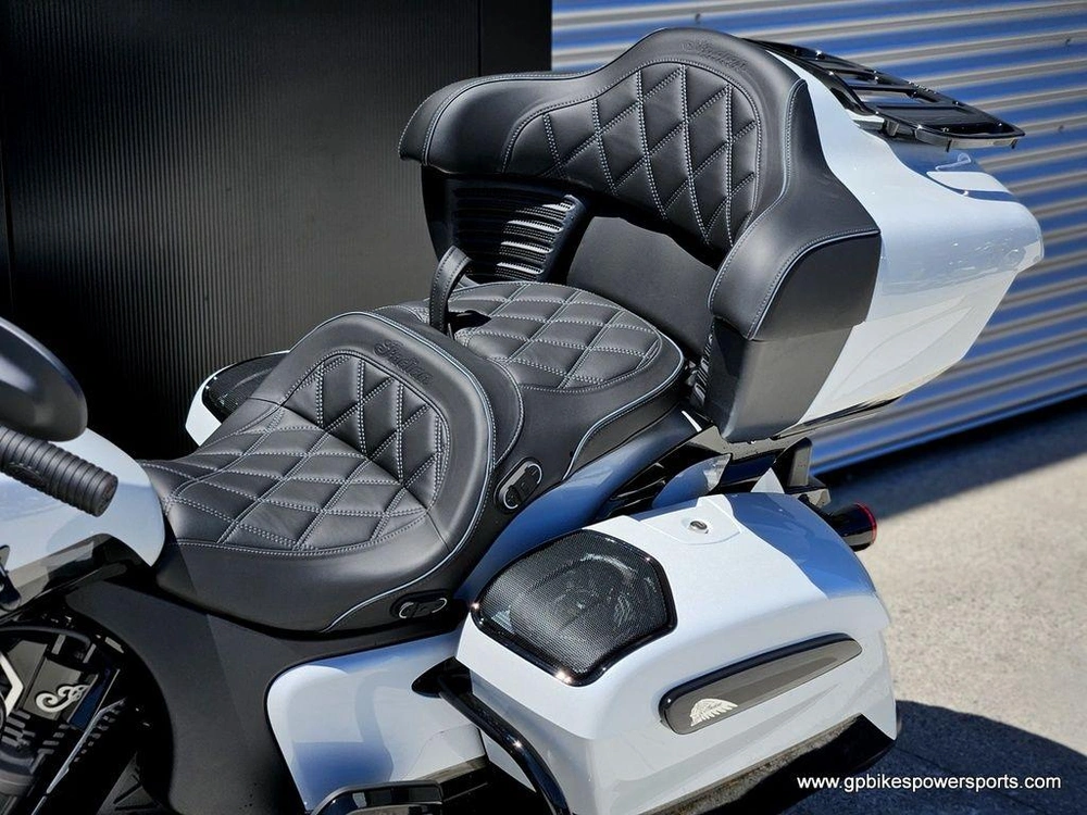 2026 Indian Motorcycle Pursuit® Dark Horse® 112 W/ Powerband Audio Ghost White Metallic With Black