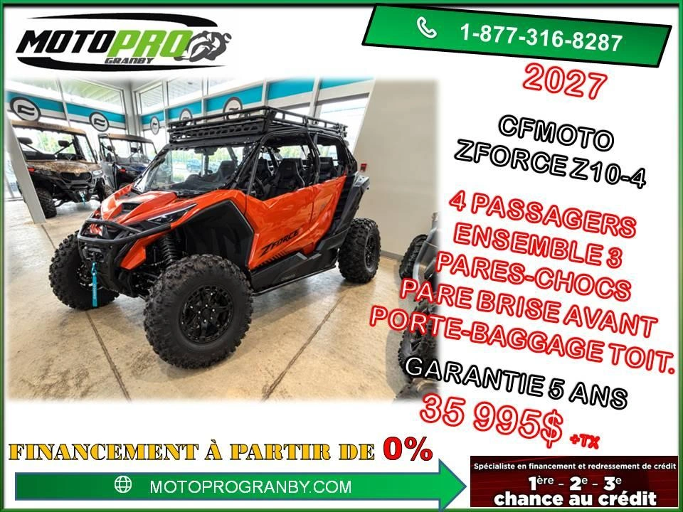 2027 Cfmoto Zforce Z10-4 4 Places Neuf Tout Équipé Financement 0% Disponible