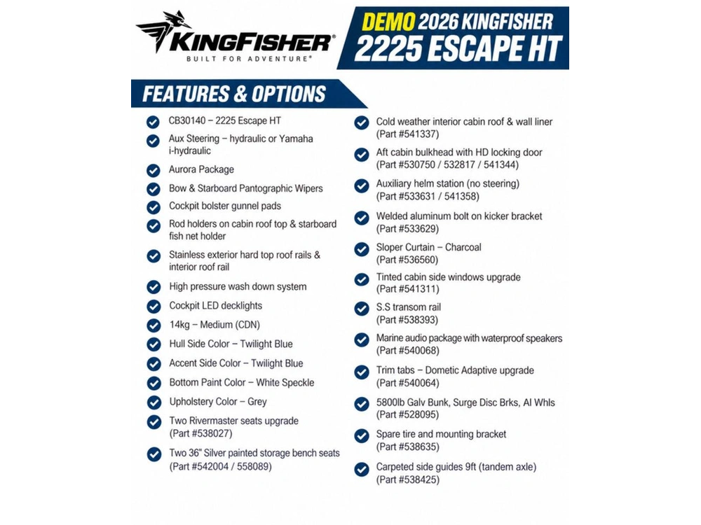 2026 Kingfisher 2225 Escape Ht