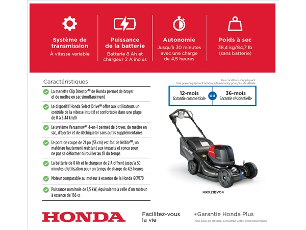 Honda Tondeuse/batterie Hrx-bv 1,5 Kw 2025 alt