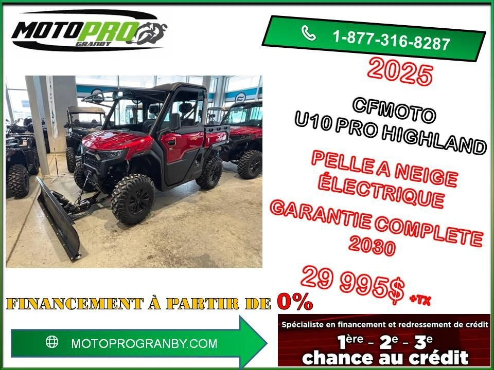 Cfmoto Uforce U10 Pro Highland U10 Prohighland Pelle À Neige Garantie 5 Ans Km Illimité 2025 alt
