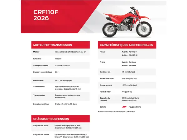 2026 Honda CRF110F thumbnail 2