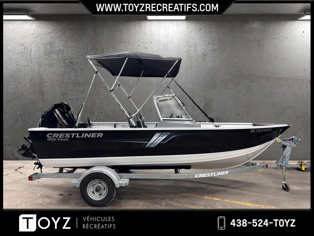 Crestliner VISION 1600 60 HP MERCURY 2019 - SEULEMENT 87 HEURES