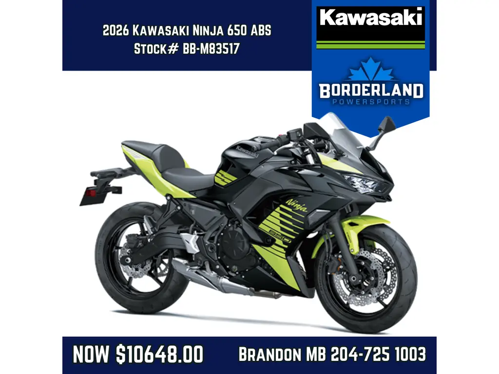 2026 Kawasaki Ninja® 650 ABS - Metallic Yellowish Green 