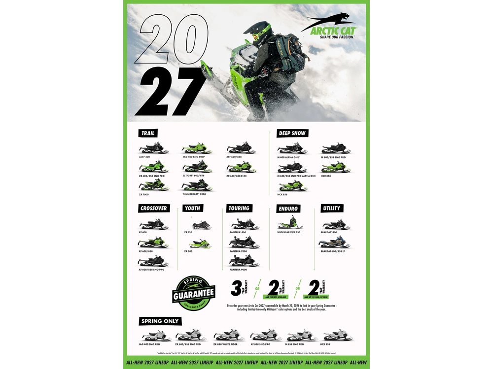 2027 Arctic Cat Zr - M - Rxc - Xf - Pantera - Jag - Hcx - Bearcat - Widescape Snowcheck 2027 Sno Pro White Edition Eps Garantie alt