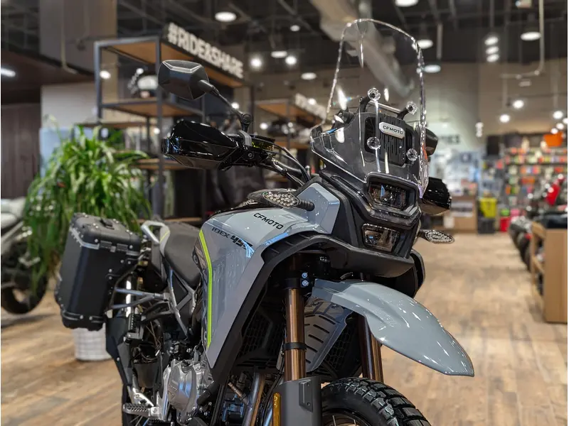 2026 CFMOTO IBEX 450 // Tundra Grey w/ Hard Boxes, Heated Grips & Heightened Windshield
