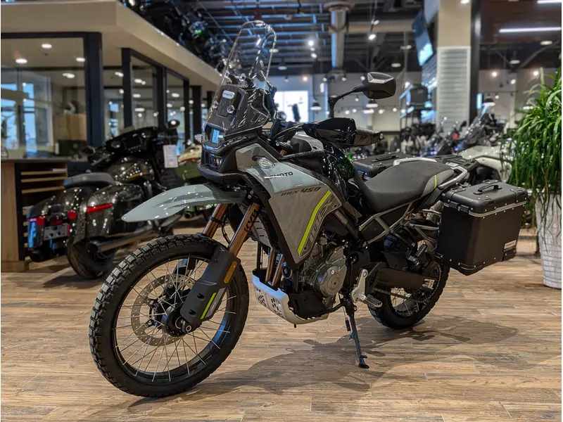 2026 CFMOTO IBEX 450 // Tundra Grey w/ Hard Boxes, Heated Grips & Heightened Windshield