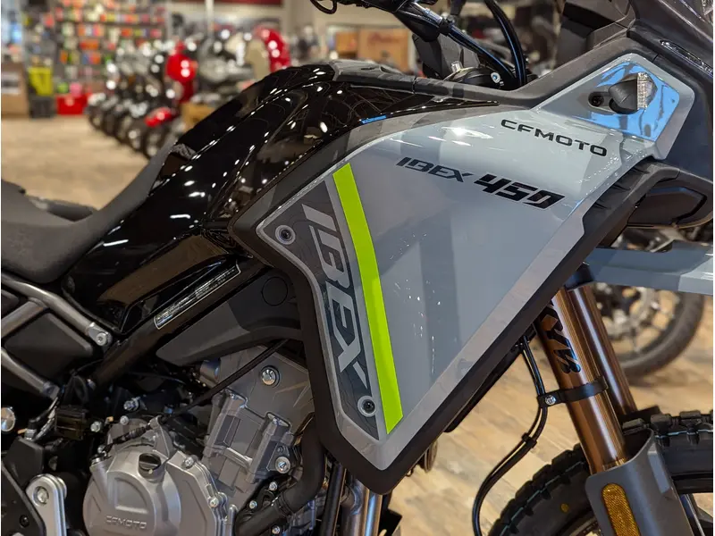 2026 CFMOTO IBEX 450 // Tundra Grey w/ Hard Boxes, Heated Grips & Heightened Windshield