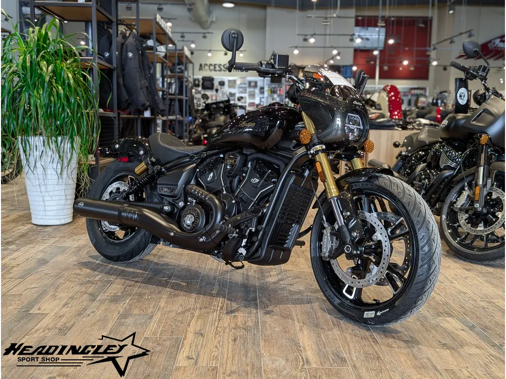 2026 Indian Motorcycle 101 Scout // Black Crystal and Super Graphite with Graphics w/ S&S Exhaust