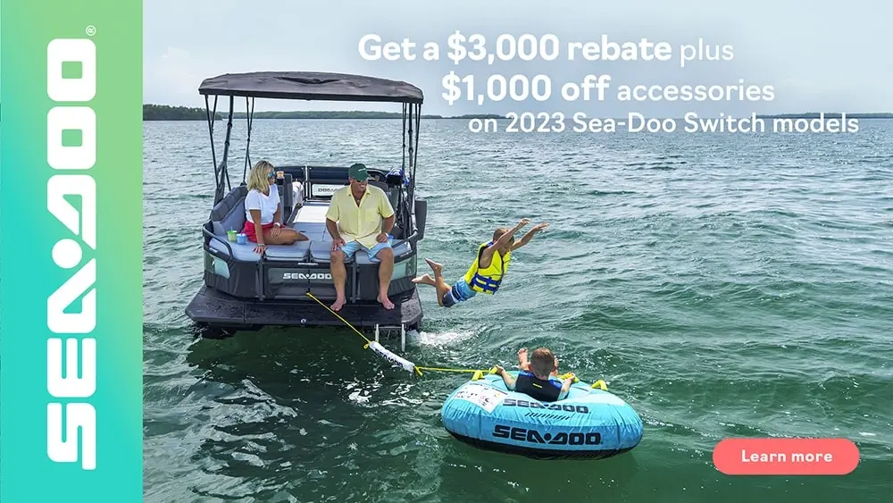 Get a $3,000 rebate or 3-year coverage on all 2023 Sea-Doo Switch models
