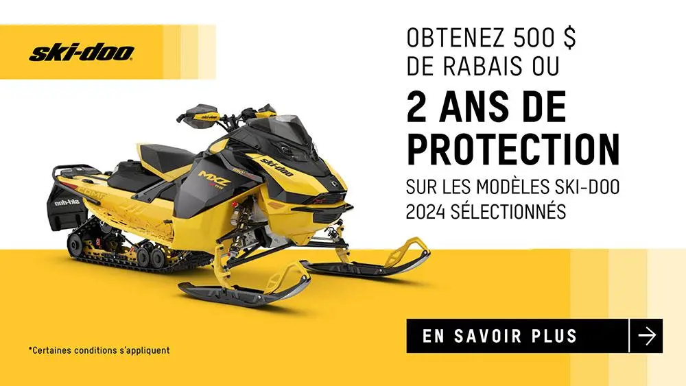 Obtenez un rabais allant jusqu’à 500 $ ou 2 ans de protection sur les modèles Ski-Doo 2024 sélectionnés