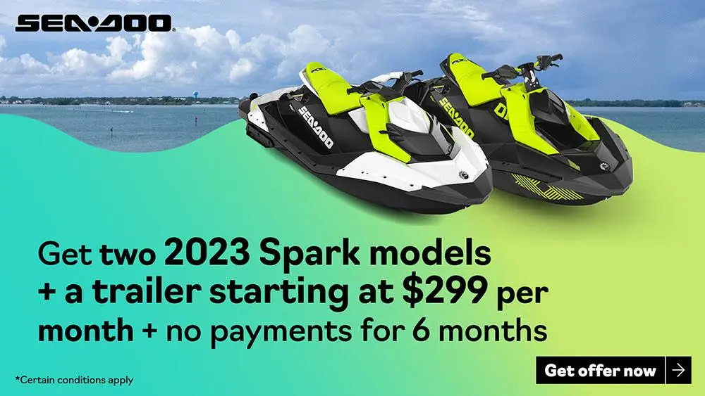 Get two 2023 Spark models and a trailer starting at $299 per month and no payment for 6 months