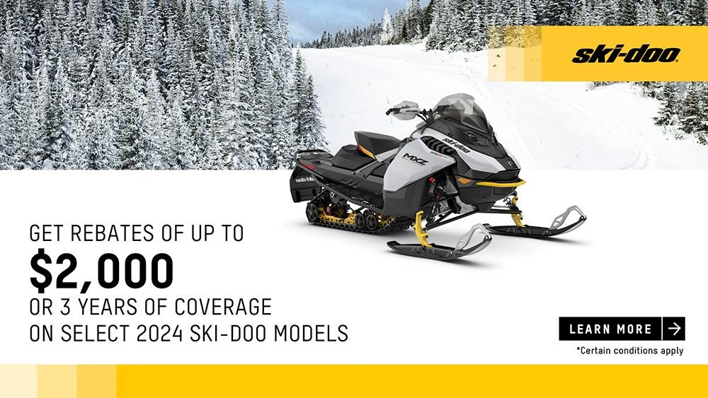 Get rebates up to $2,000 or 3 years of coverage on select 2024 Ski-Doo models