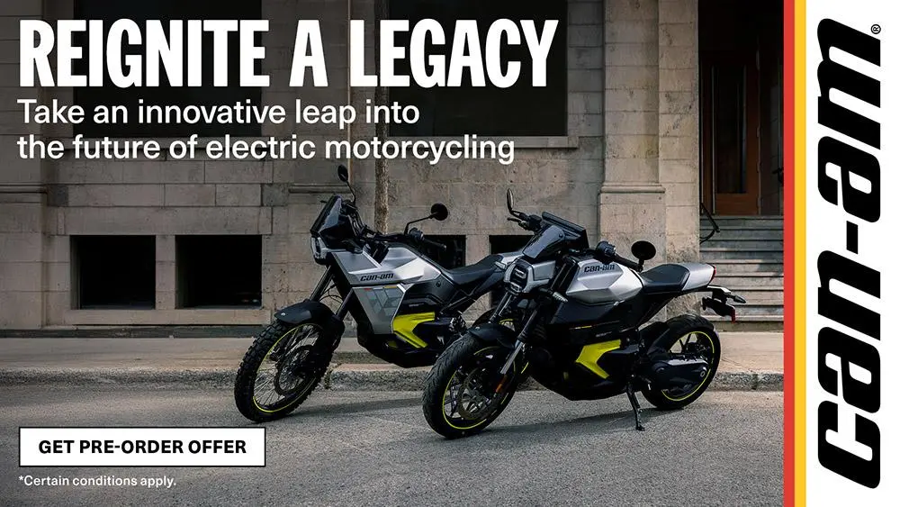 Pre-order a 2025 Can-Am motorcycle and get 5 years or coverage or financing starting at 0% for 36 months