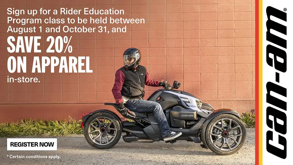 Rider Education Program students receive 20% off Can-Am On-Road apparel