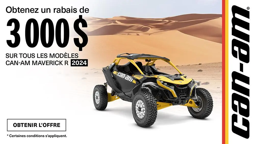 Rabais allant jusqu’à 3 000 $ sur les modèles 2024 Can-Am Maverick R