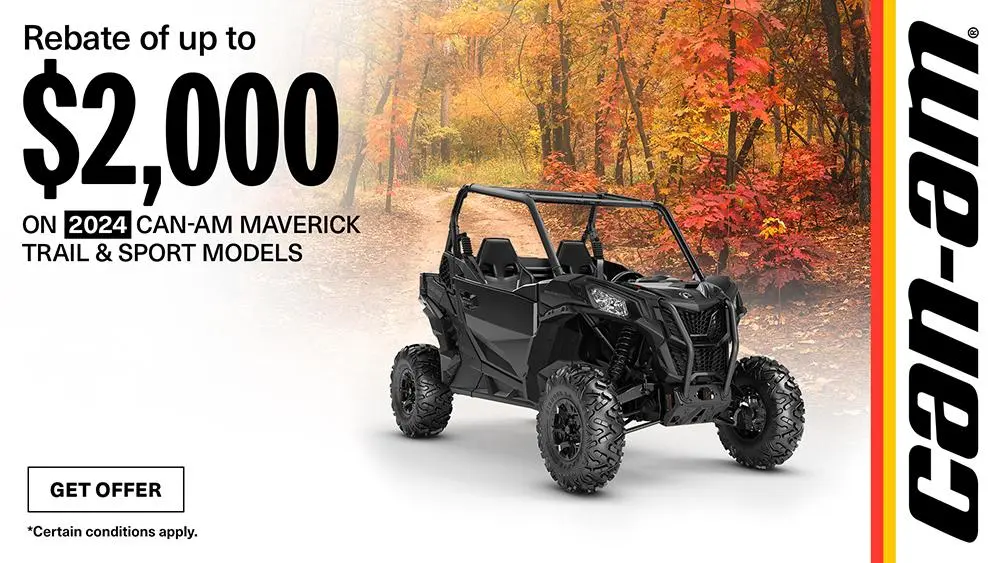 Get rebates up to $2,000 on select Can-Am SSV models