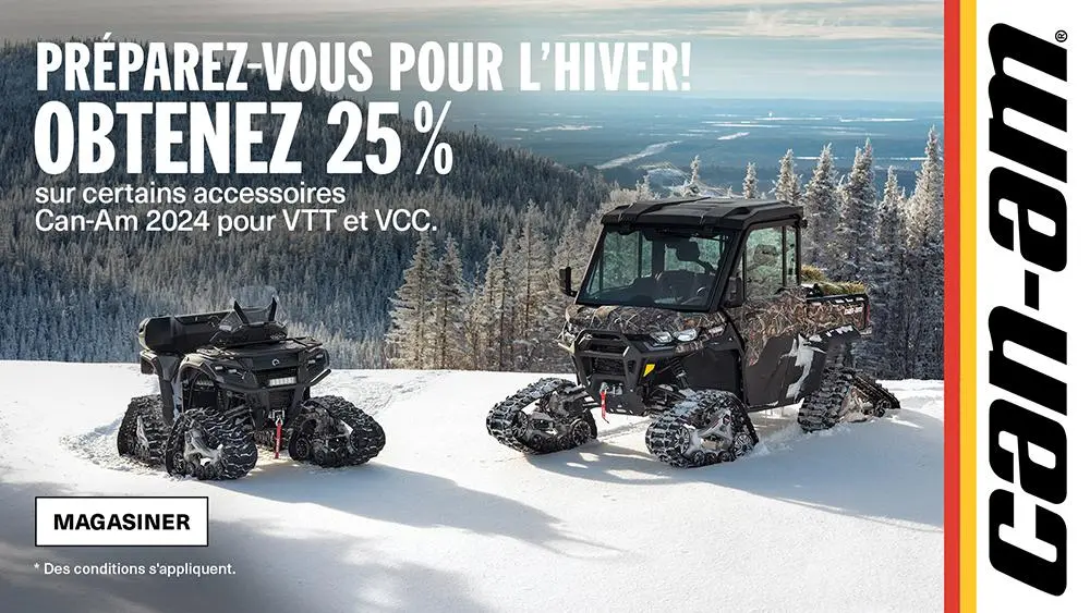 Prêt à rouler – Recevez 25 % de rabais accessoires pour VTT et VCC Can-Am sélectionnés