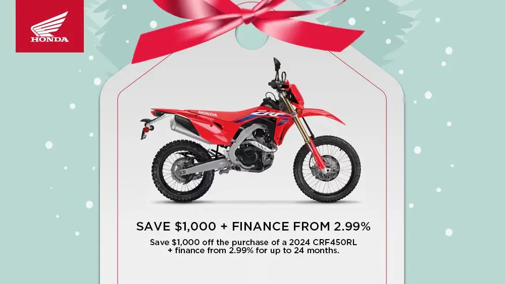 HONDA – SAVE $1,000 + FINANCE FROM 2.99% – 2024 CRF450RL