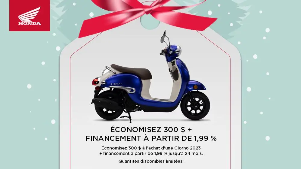 HONDA – ÉCONOMISEZ 300 $ + FINANCEMENT À PARTIR DE 1,99 % – Giorno 2023