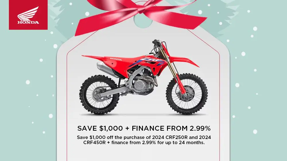 HONDA – SAVE $1,000 + FINANCE FROM 2.99% – 2024 CRF250R and 2024 CRF450R