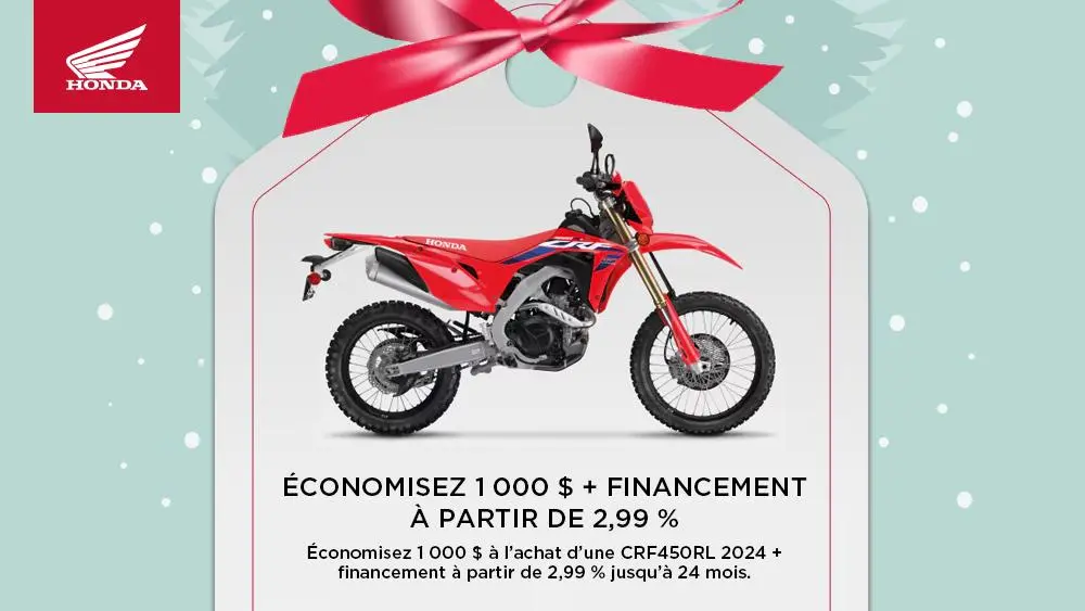 HONDA – ÉCONOMISEZ 1 000 $ + FINANCEMENT À PARTIR DE 2,99 % – CRF450RL 2024