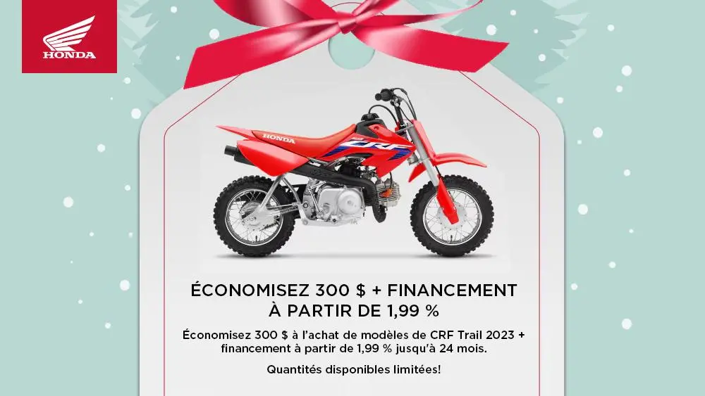 HONDA – ÉCONOMISEZ 750 $ + FINANCEMENT À PARTIR DE 1,99 % – CRF Trail 2023