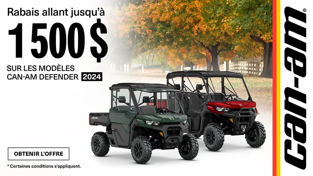 Rabais allant jusqu’à 1 500 $ sur les VCC Can-Am Defender CAB