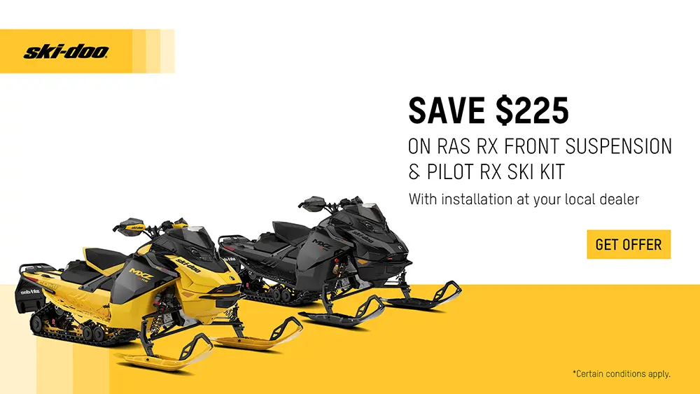 Get $225 off purchase of Pilot RX Ski Kit and RAS RX Front Suspension