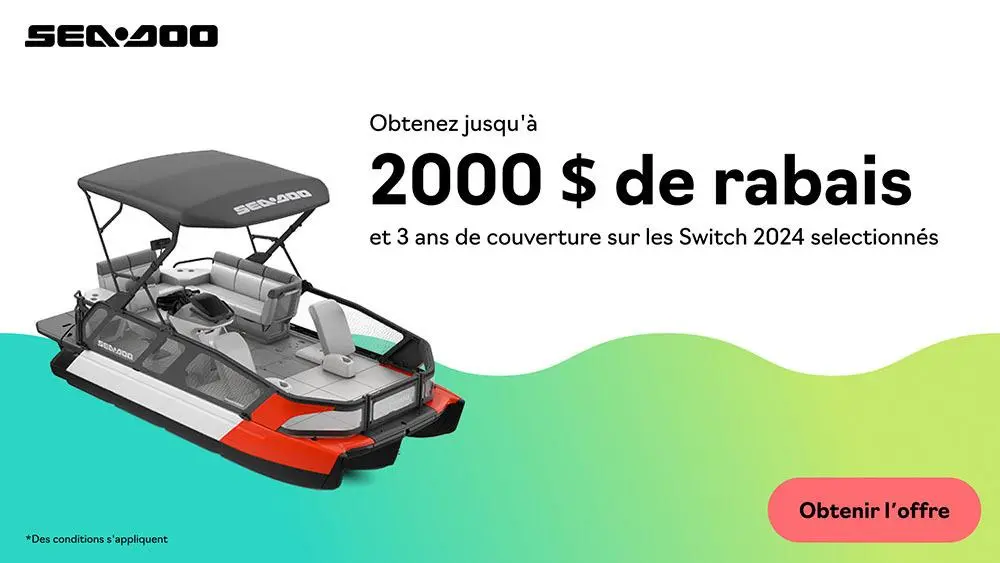 Obtenez jusqu’a 2 000 $ de rabais et 3 ans de protection à l’achat d’un Sea-Doo Switch 2024